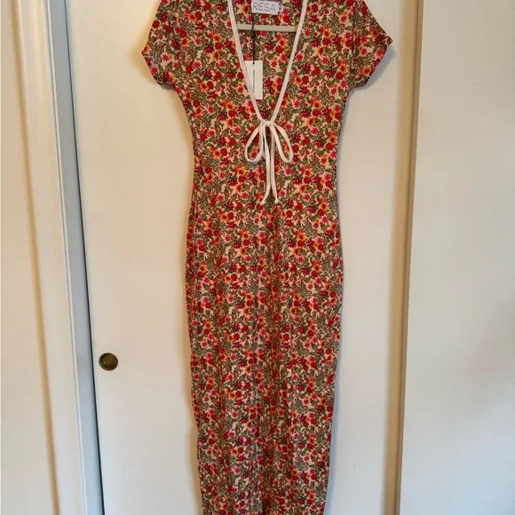 RESA Farrah Dress In Fleetwood. Floral Print Maxi Dress with Tie-Front - Picture 4 of 6
